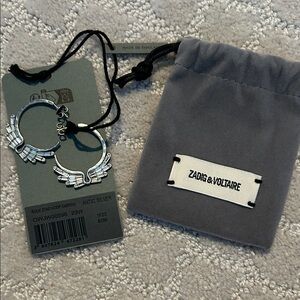 🪽 Zadig & Voltaire Rock Star Antic Silver Wing Hoop Earrings
